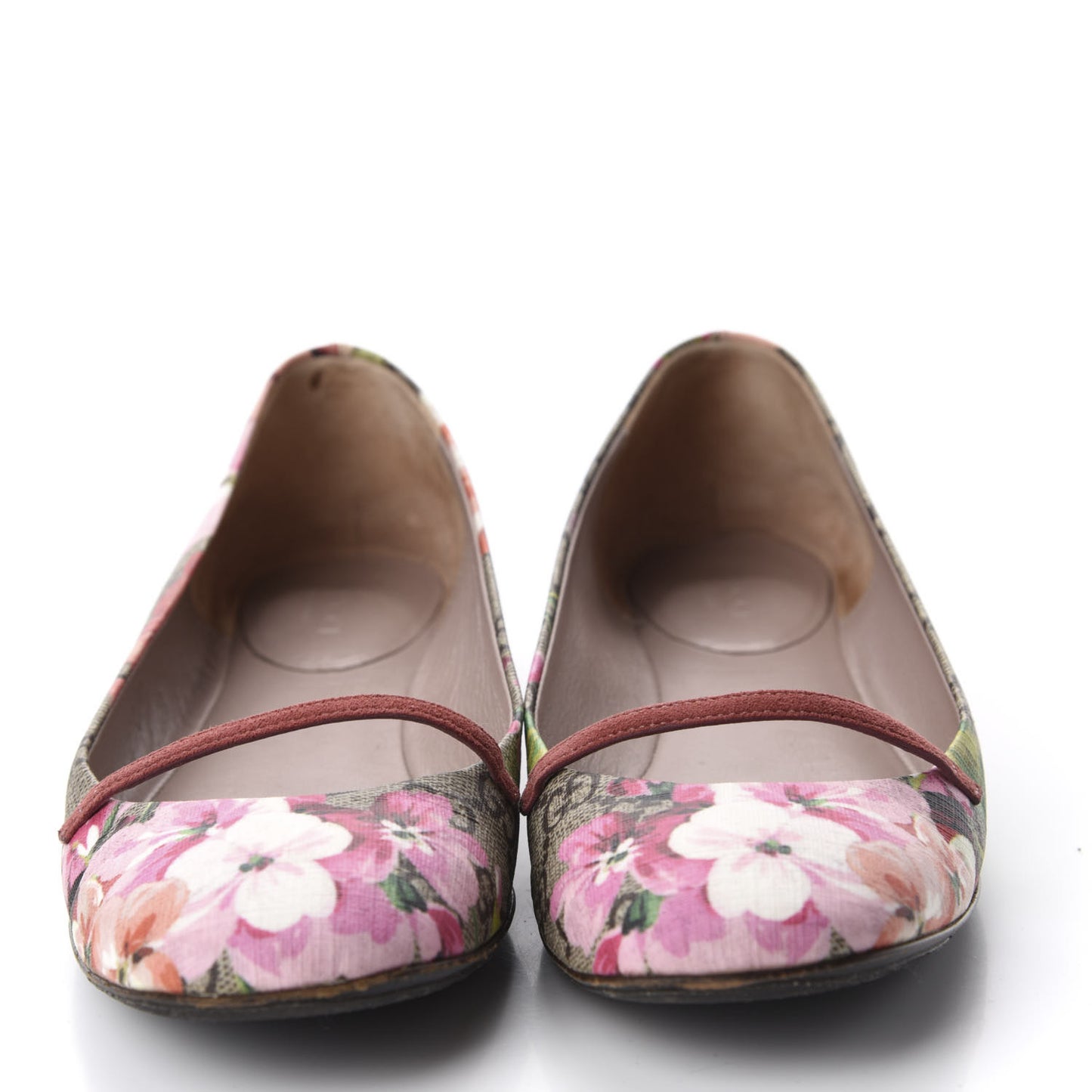 GG Supreme Monogram Blooms Ballet Flats 36 Beige Multicolor Dry Rose