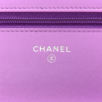 Chanel Lambskin Quilted Wallet On Chain WOC Purple 6 of 12