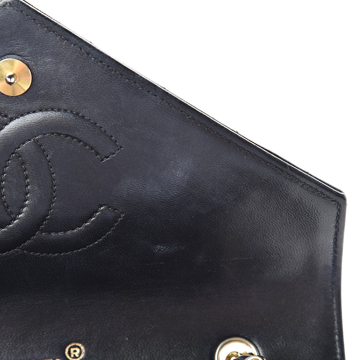 Lambskin Quilted Small Single Flap Navy