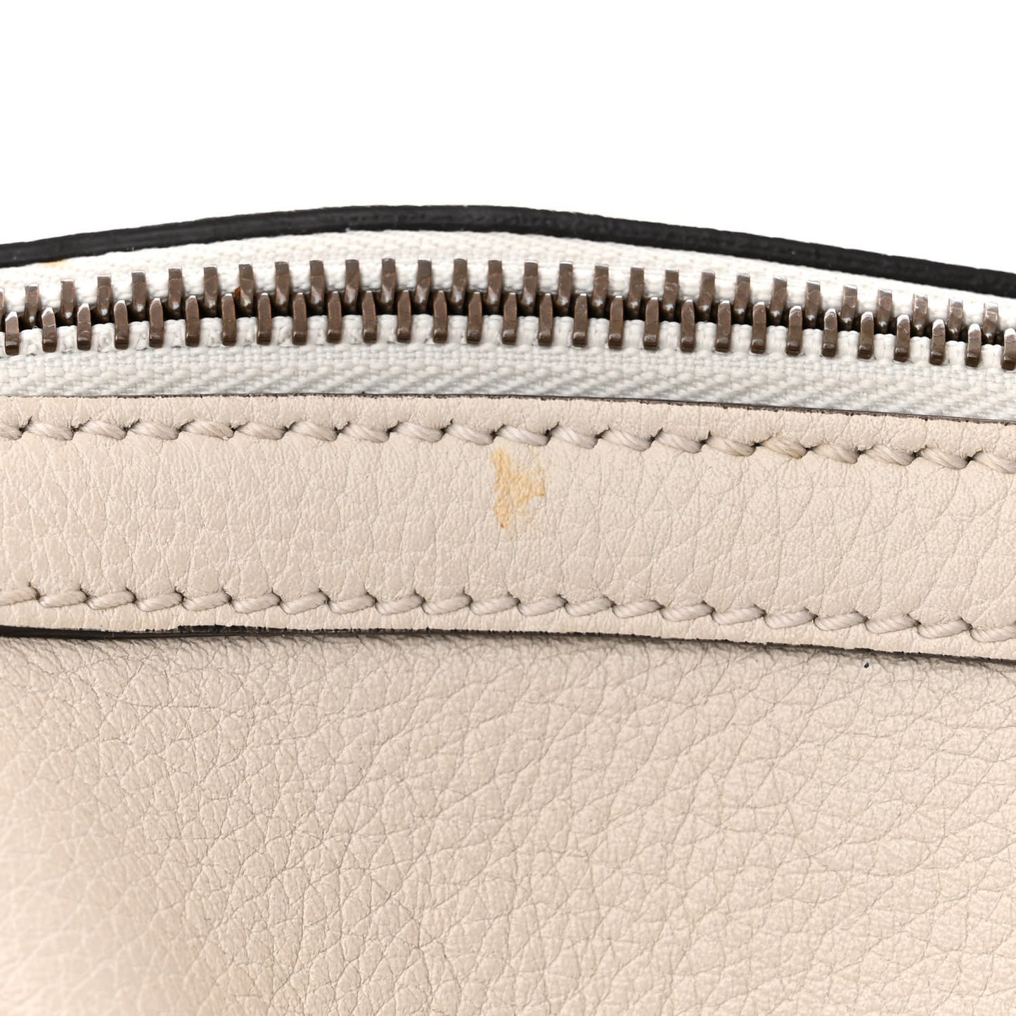 Grained Calfskin Logo Half Moon Hobo White