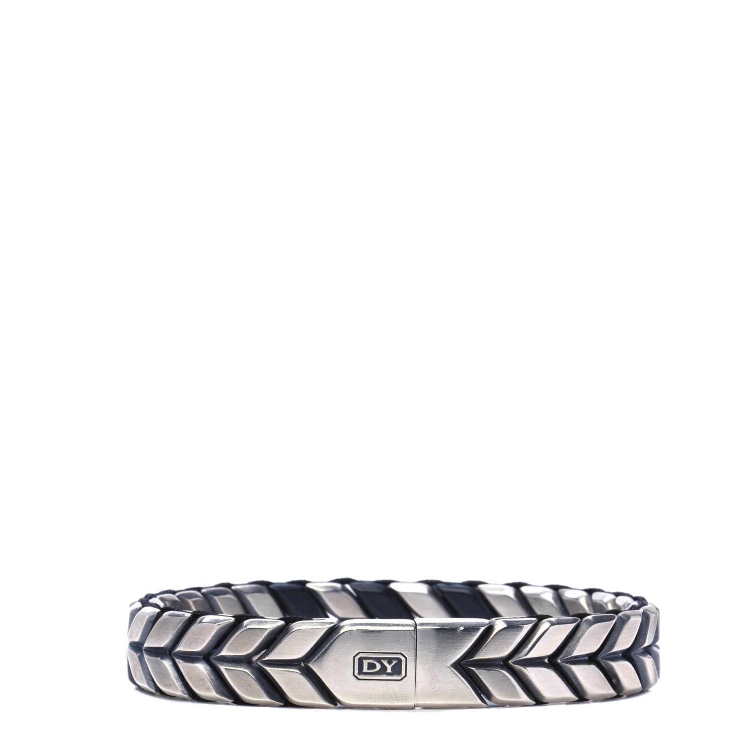 David Yurman Sterling Silver Titanium Chevron Bracelet 1 of 5