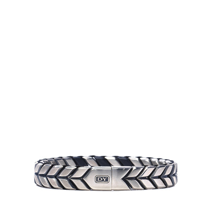 David Yurman Sterling Silver Titanium Chevron Bracelet 1 of 5