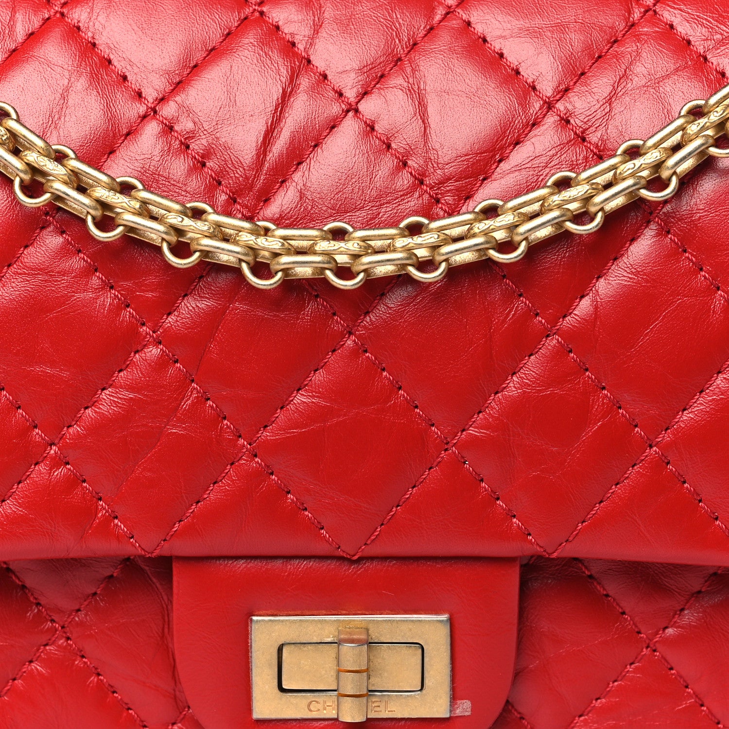 Chanel Aged Calfskin Quilted 2.55 Reissue 225 Flap Red 8 of 10
