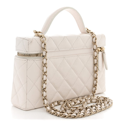 Chanel Caviar Quilted Top Handle Slim Vanity With Chain White 2 of 10