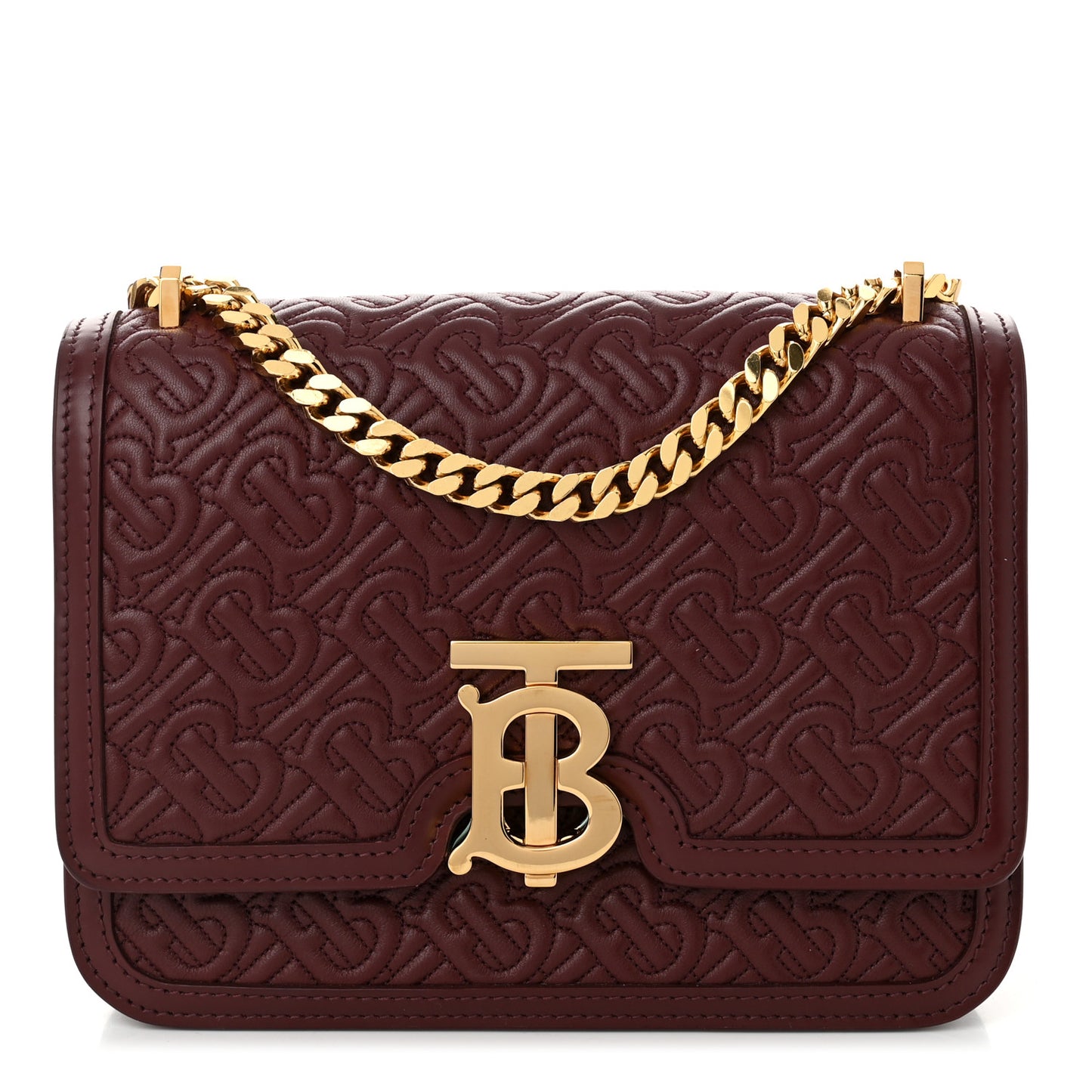 Calfskin Monogram Embossed Small TB Chain Bag Oxblood