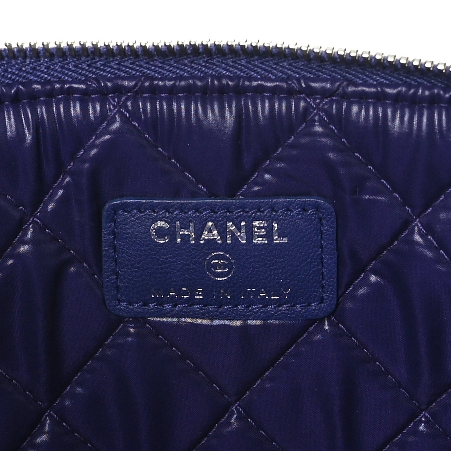 Chanel Lambskin Quilted Large Beauty CC Cosmetic Case Navy 6 of 10