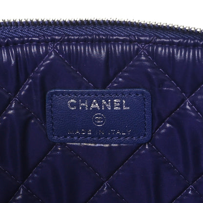 Chanel Lambskin Quilted Large Beauty CC Cosmetic Case Navy 6 of 10
