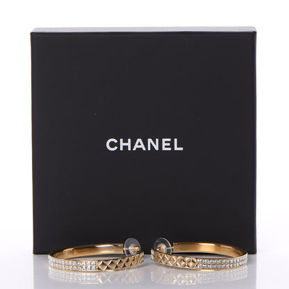 Chanel Crystal Baguette CC Hoop Earrings Gold 7 of 7
