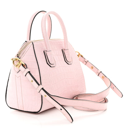 Givenchy Calfskin Crocodile Embossed Mini Antigona Pink 3 of 13