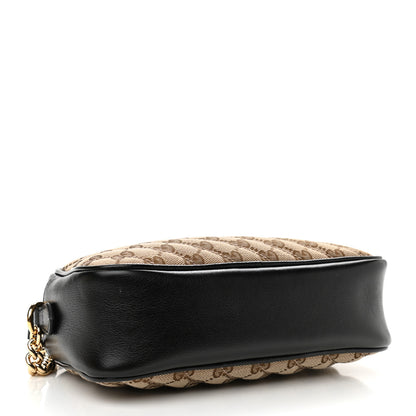 Gucci Monogram Matelasse Diagonal Small GG Marmont Chain Shoulder Bag Beige Black 4 of 10