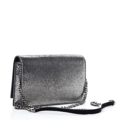 Saint Laurent Metallic Suede Star 3D Monogram Tassel Chain Wallet Acciaio Black 3 of 9