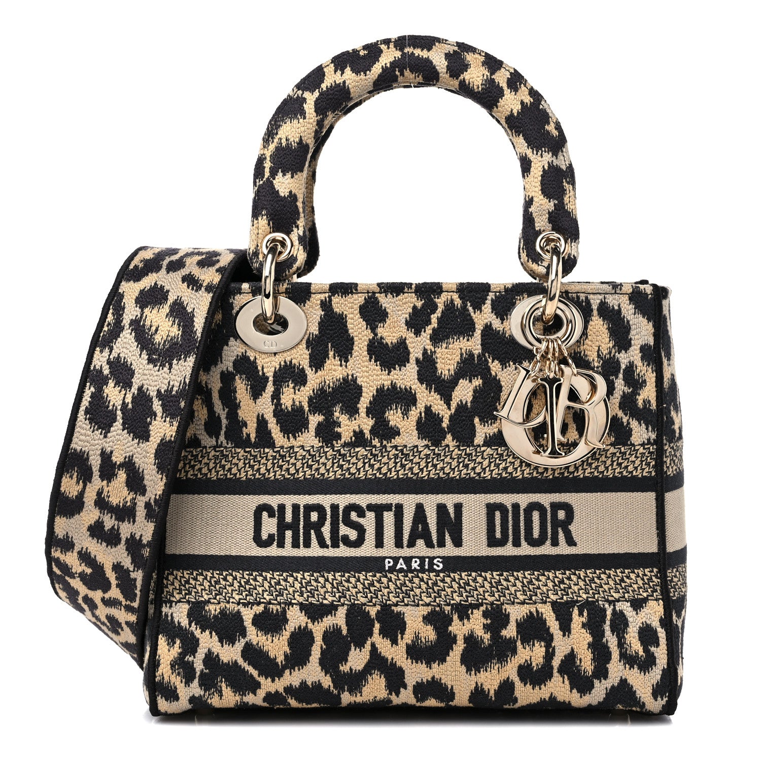 Christian Dior Canvas Medium Mizza Embroidered Lady D-Lite Beige Multicolor 1 of 10