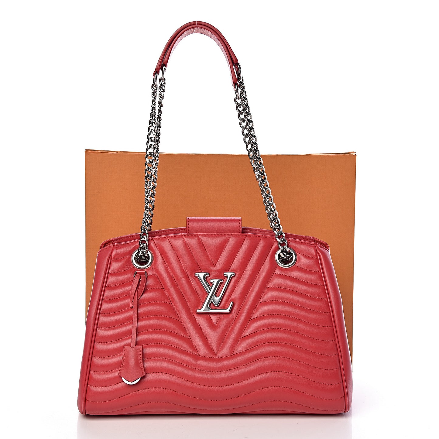 Calfskin New Wave Chain Tote Ecarlate