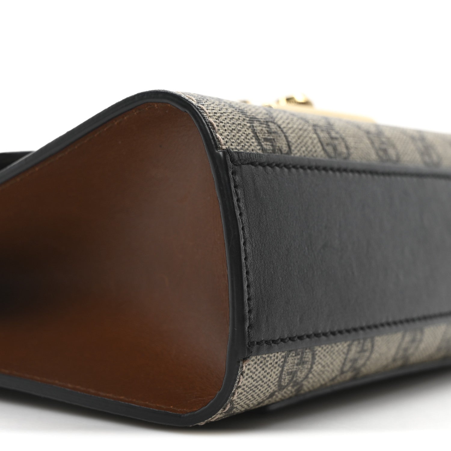 Gucci GG Supreme Monogram Calfskin Small Padlock Shoulder Bag Beige Black Cuir 9 of 10