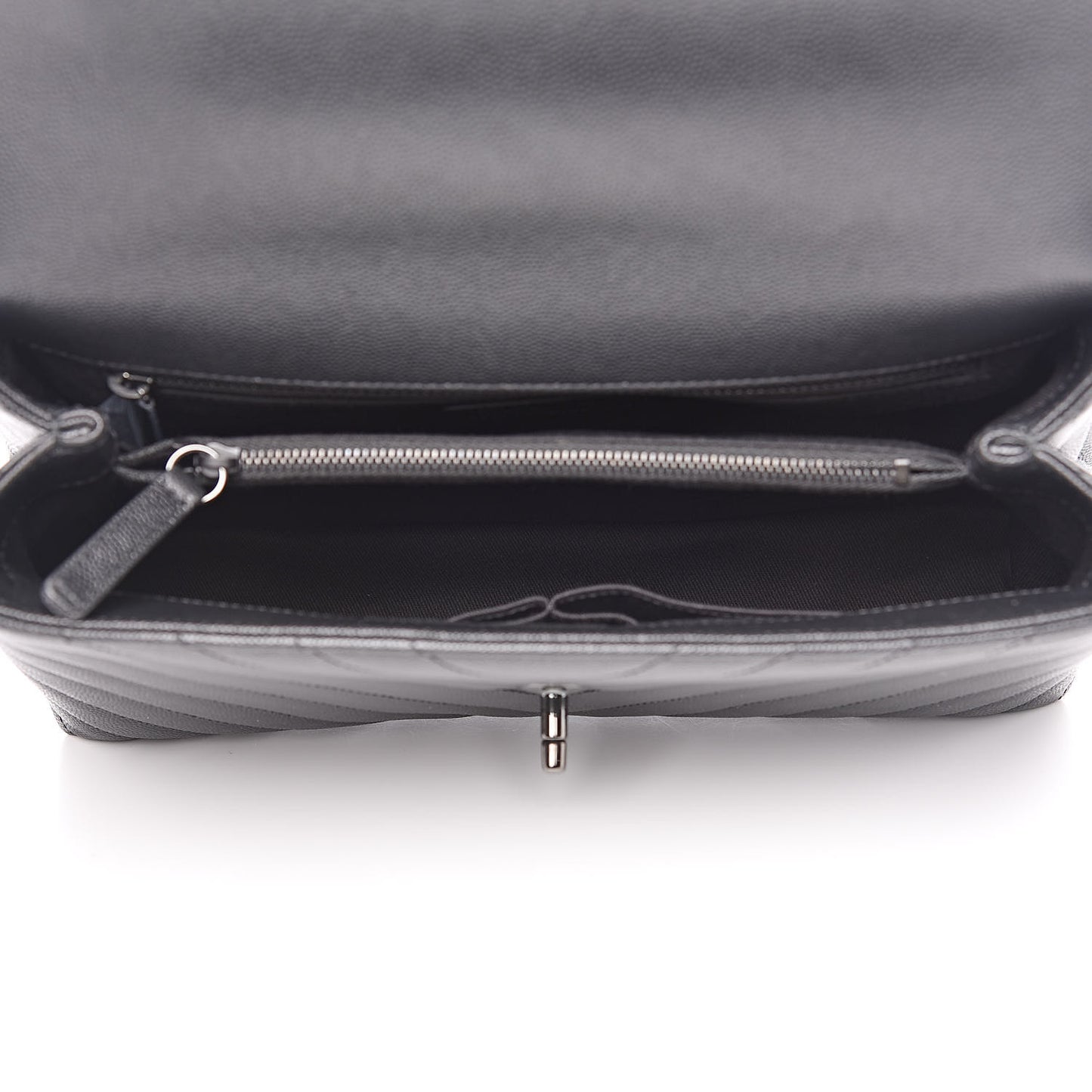 Caviar Chevron Quilted Small Coco Handle Flap Black