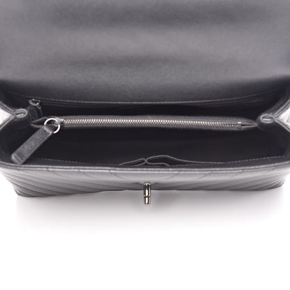Chanel Caviar Chevron Quilted Small Coco Handle Flap Black 5 of 11