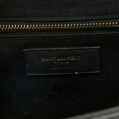 Saint Laurent Grain De Poudre Matelasse Chevron Large Monogram Satchel Earth 6 of 9