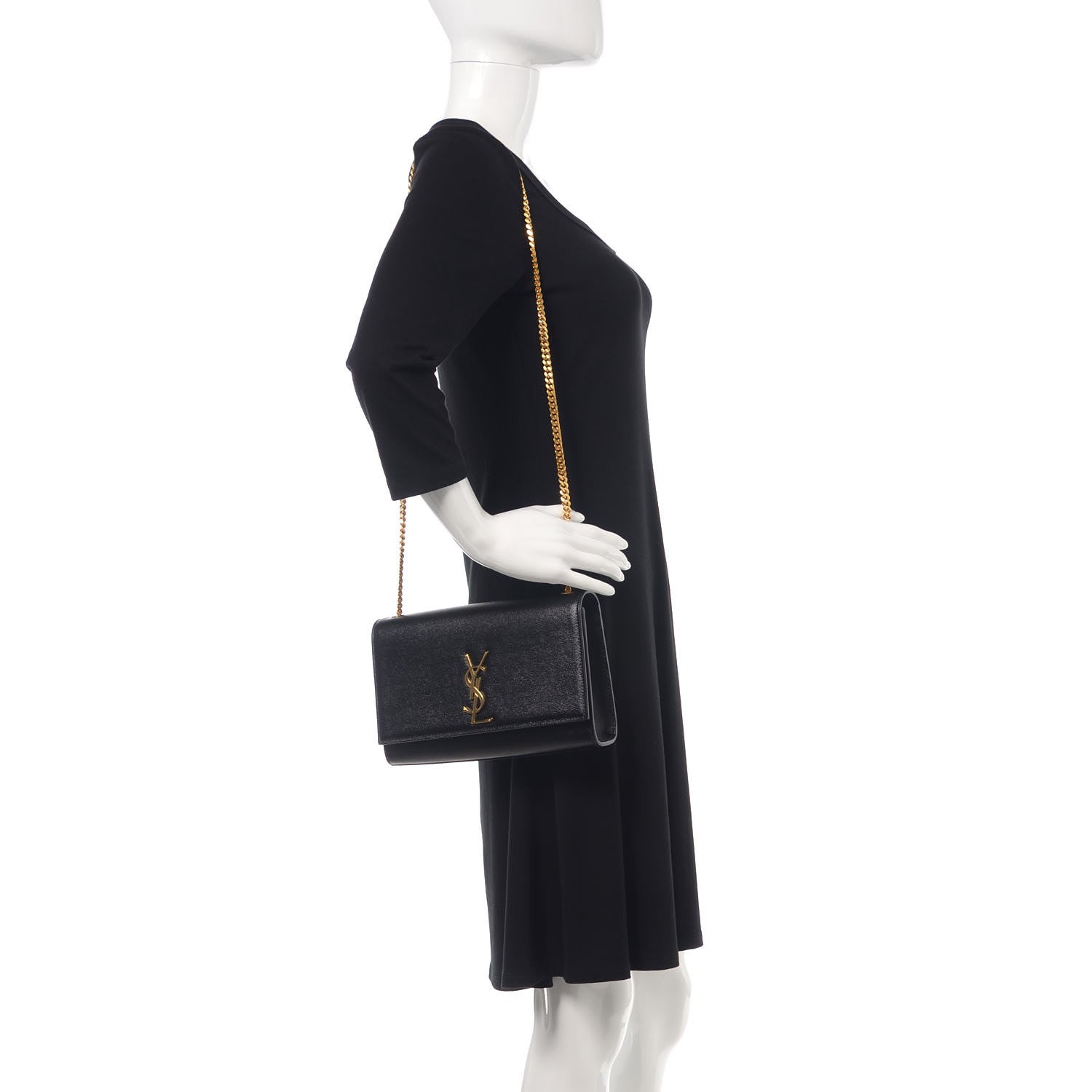 Saint Laurent Grain De Poudre Medium Classic Monogram Kate Satchel Black 2 of 9