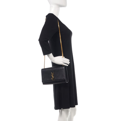 Saint Laurent Grain De Poudre Medium Classic Monogram Kate Satchel Black 2 of 9