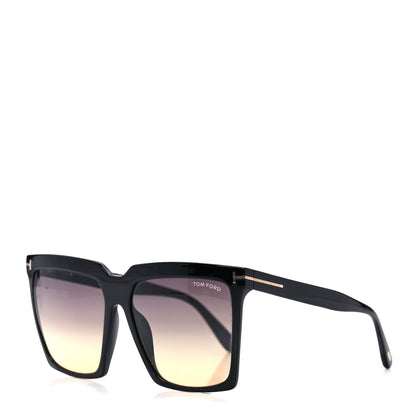 Tom Ford Acetate Polarized Sabrina Cat Eye Sunglasses TF764 Black 1 of 8