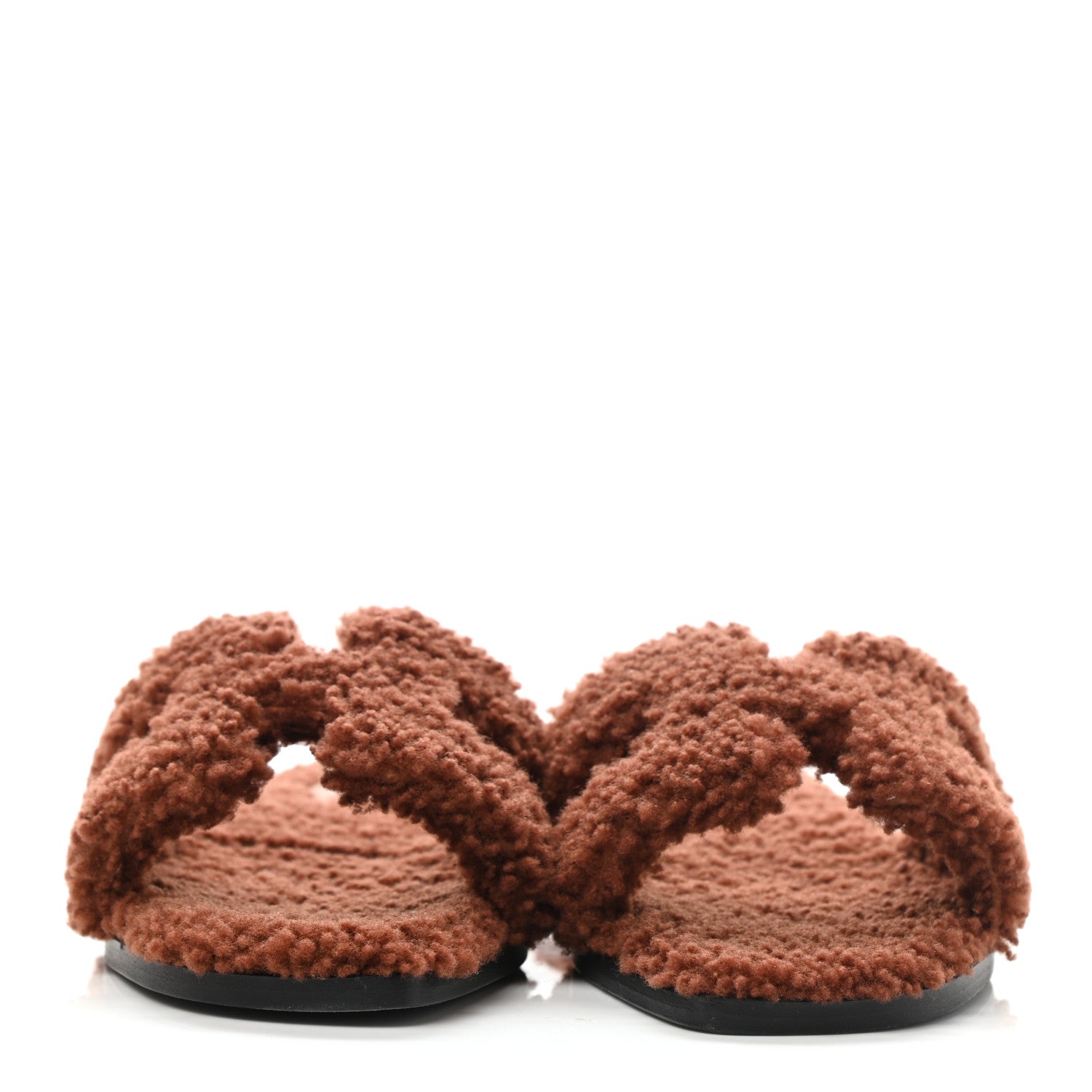 Hermes Woolskin Oran Sandals 36.5 Cognac 2 of 8