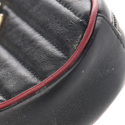 Gucci Azalea Calfskin Matelasse Diagonal Torchon GG Marmont Belt Bag 95 38 Black Romantic Cerise 12 of 17