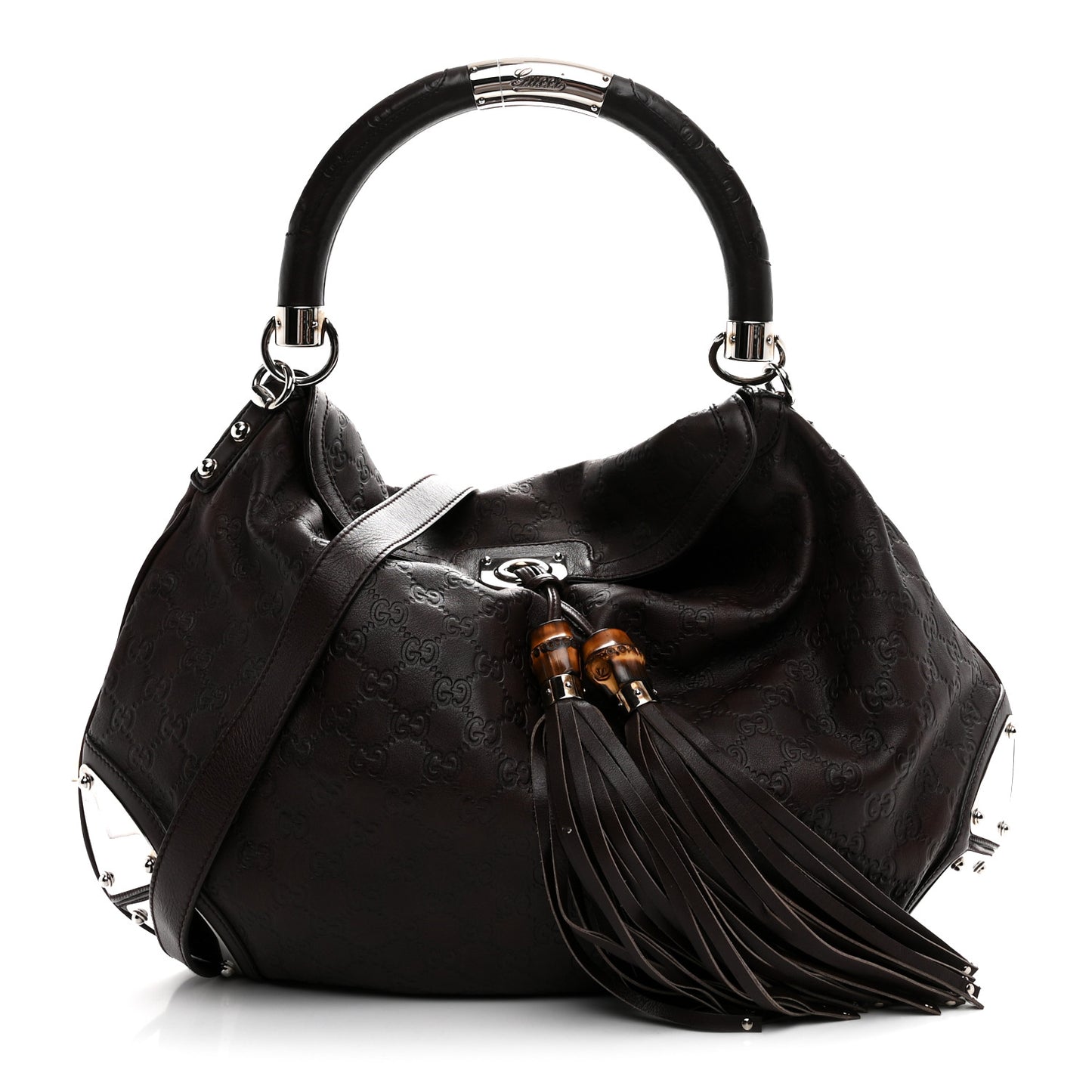 Guccissima Large Indy Top Handle Hobo Dark Brown