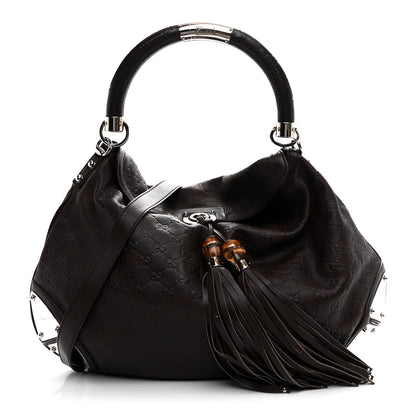 Gucci Guccissima Large Indy Top Handle Hobo Dark Brown 1 of 10