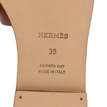 Hermes Box Calfskin Oran Sandals 39 Gold 6 of 9