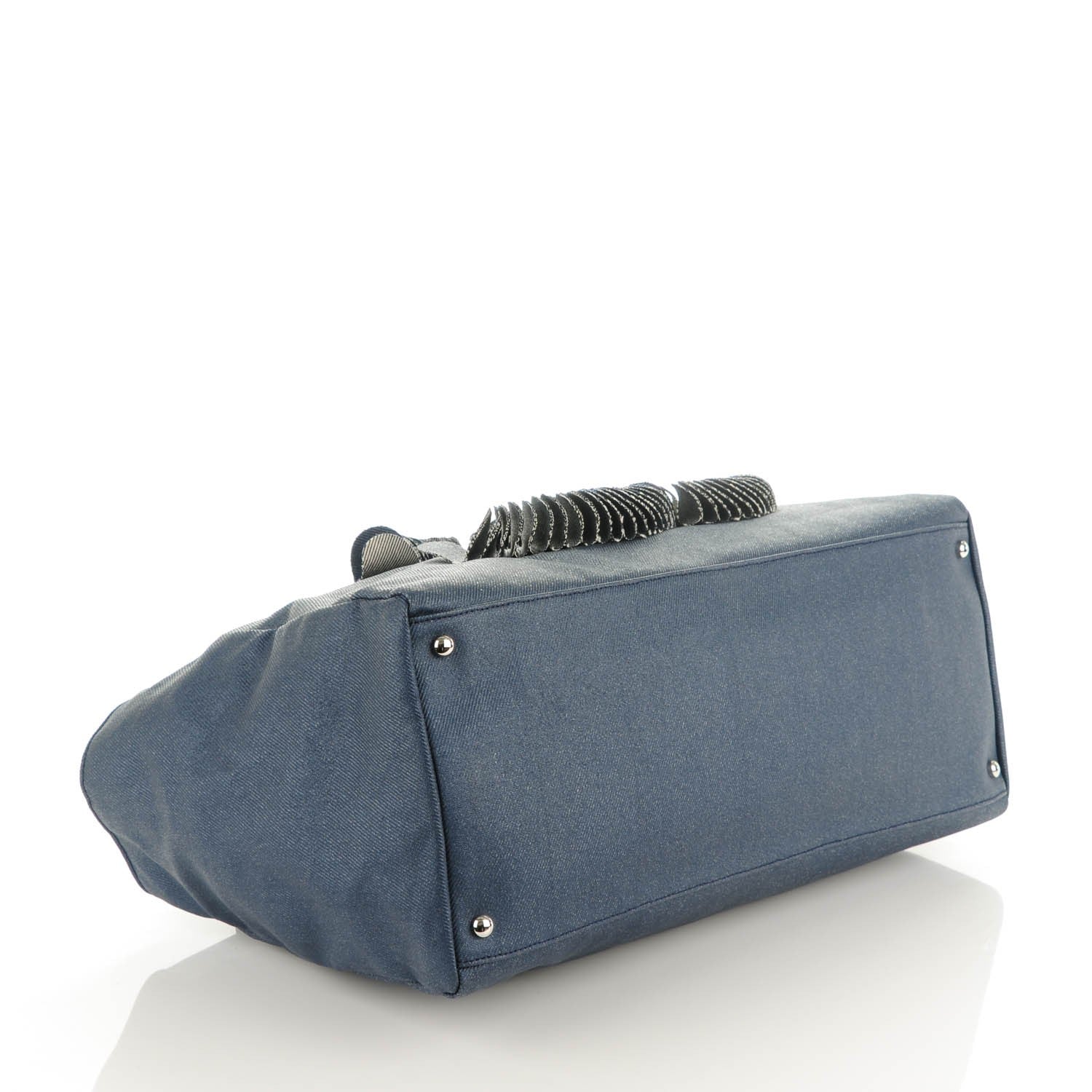 Chanel Denim Large CC Discus Tote Blue 4 of 7