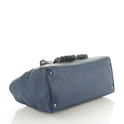 Chanel Denim Large CC Discus Tote Blue 4 of 7