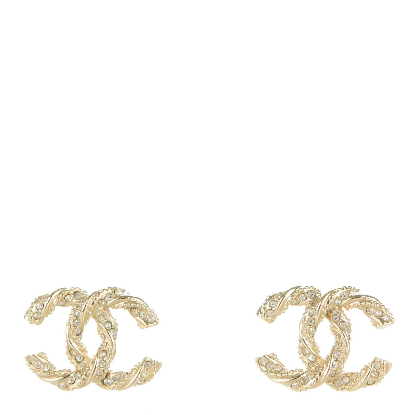 Crystal Twisted CC Earrings Gold