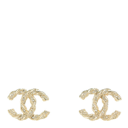 Chanel Crystal Twisted CC Earrings Gold 1 of 5