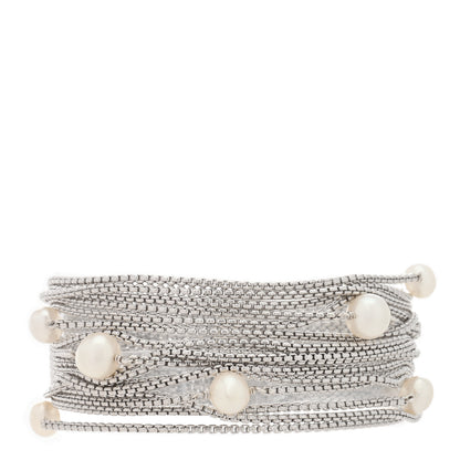 David Yurman Sterling Silver Pearl Sixteen-Row Chain Bracelet 1 of 3