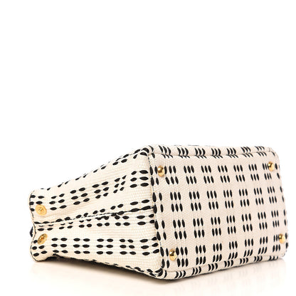 Prada Canapa Woven Tote White Black 3 of 9