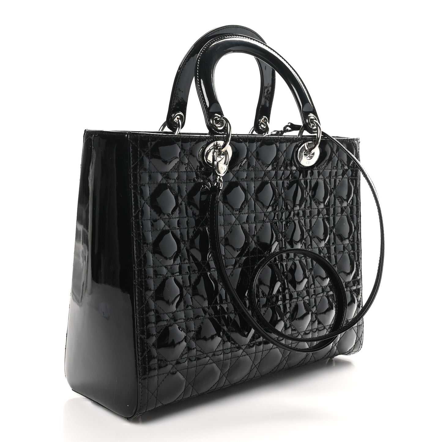 Patent Cannage Large Lady Dior Black