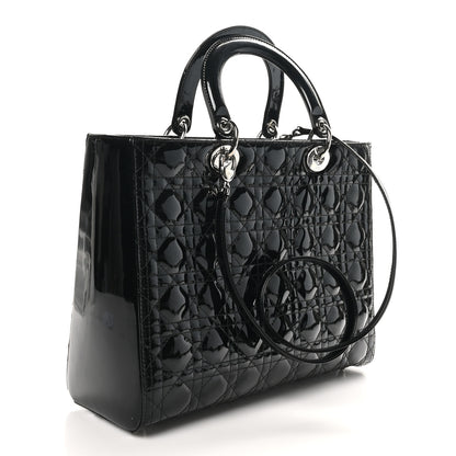 Christian Dior Patent Cannage Large Lady Dior Black 3 of 10