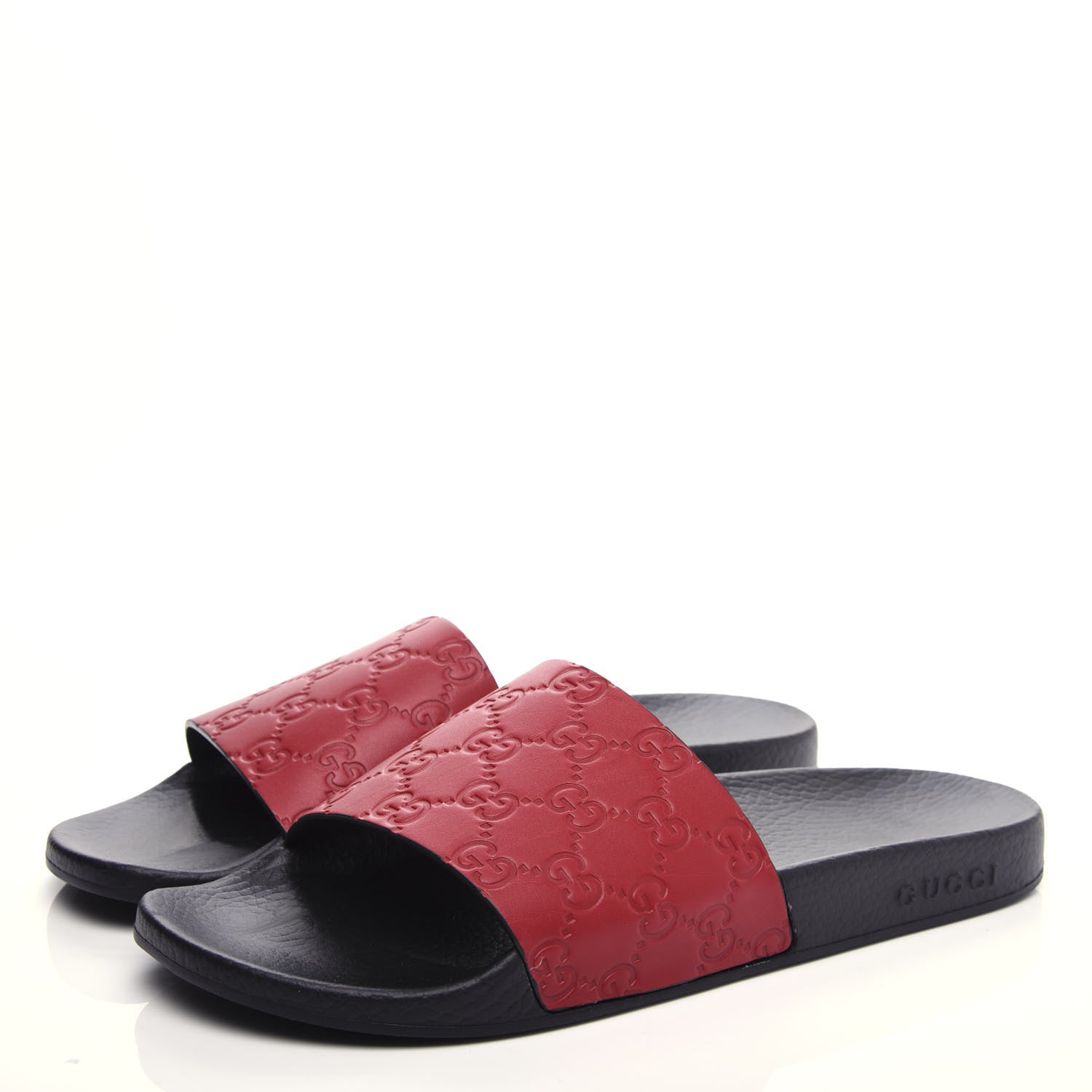 Gucci Guccissima Signature Slide Sandals 41 Hibiscus Red 3 of 10
