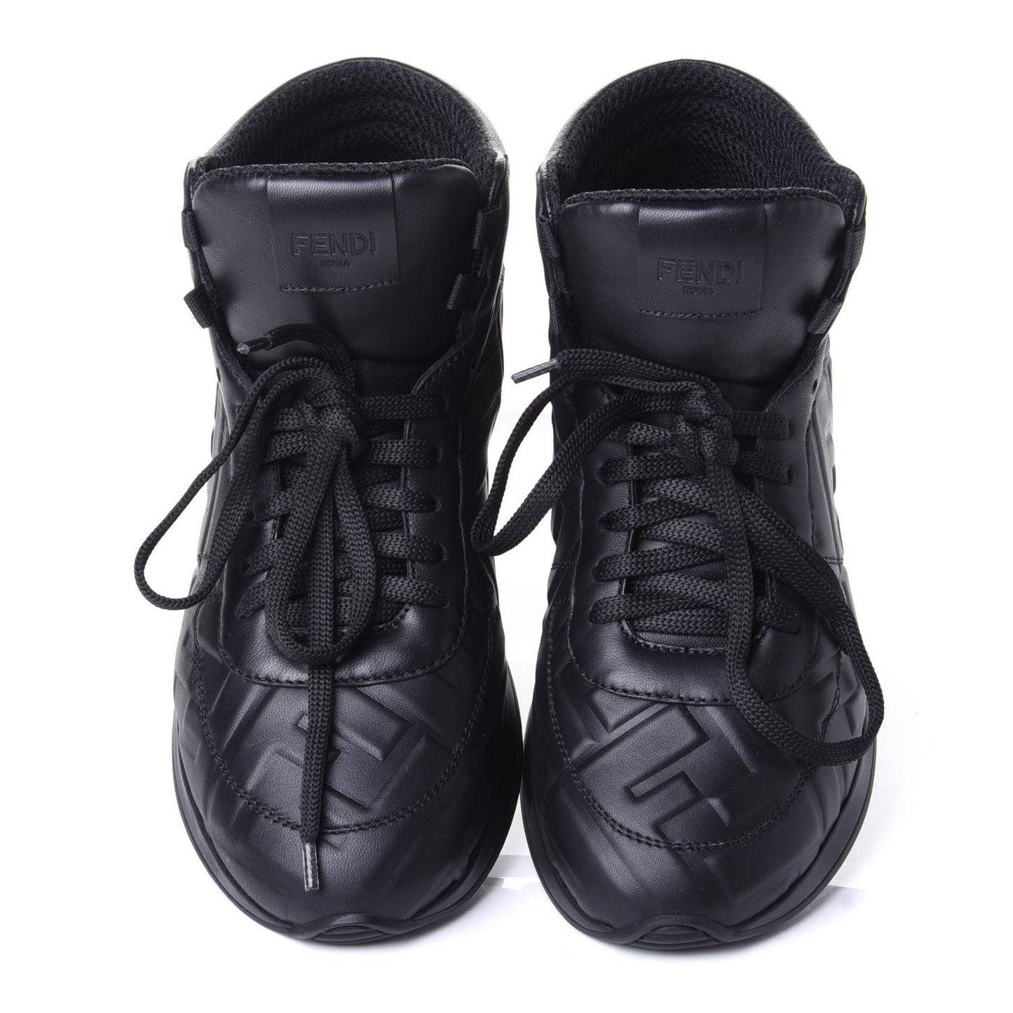 Nappa Macro FF Embossed High Top Sneakers 37 Black