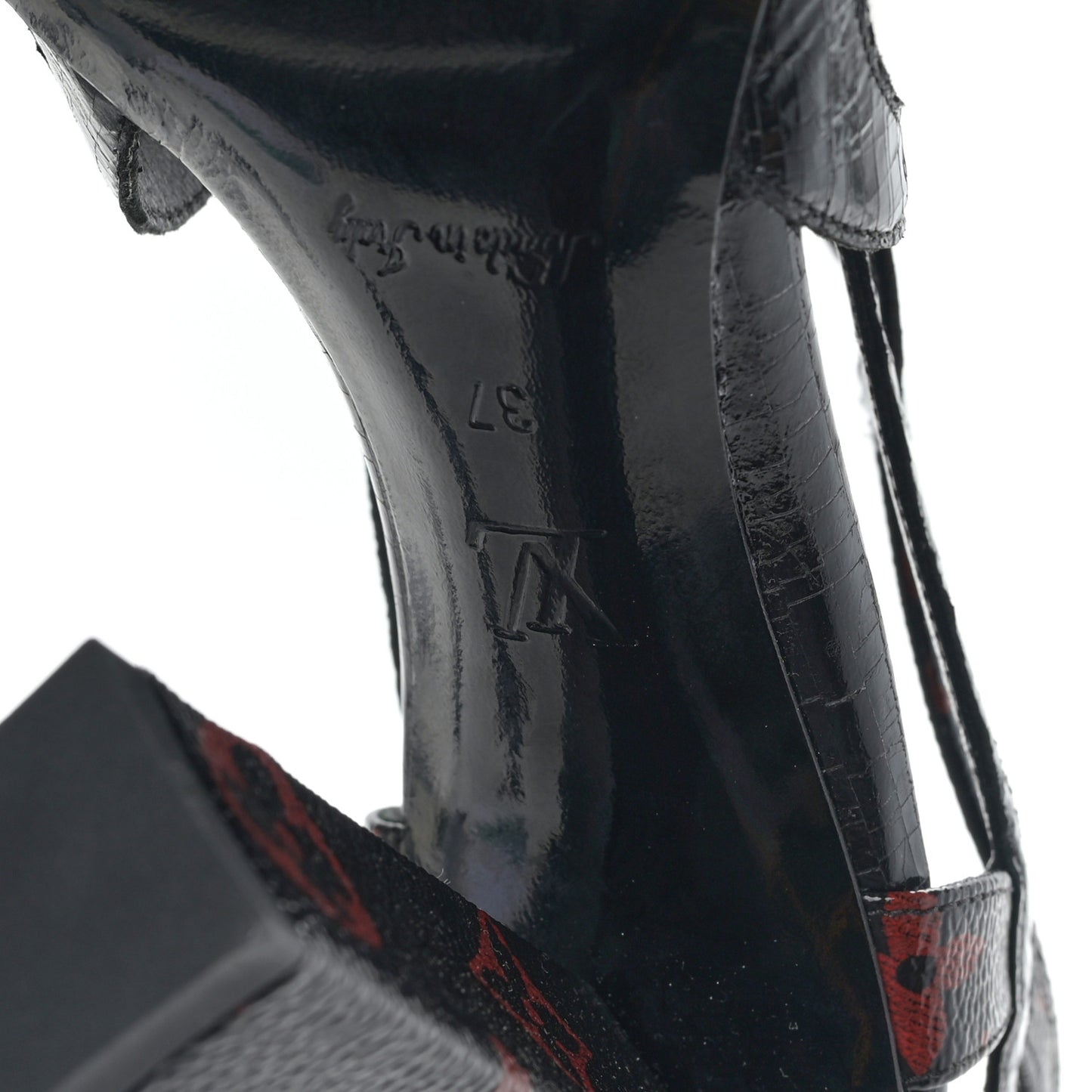 Monogram Infrarouge Glazed Calfskin Queen Of Hearts Sandal Pumps 37 Black