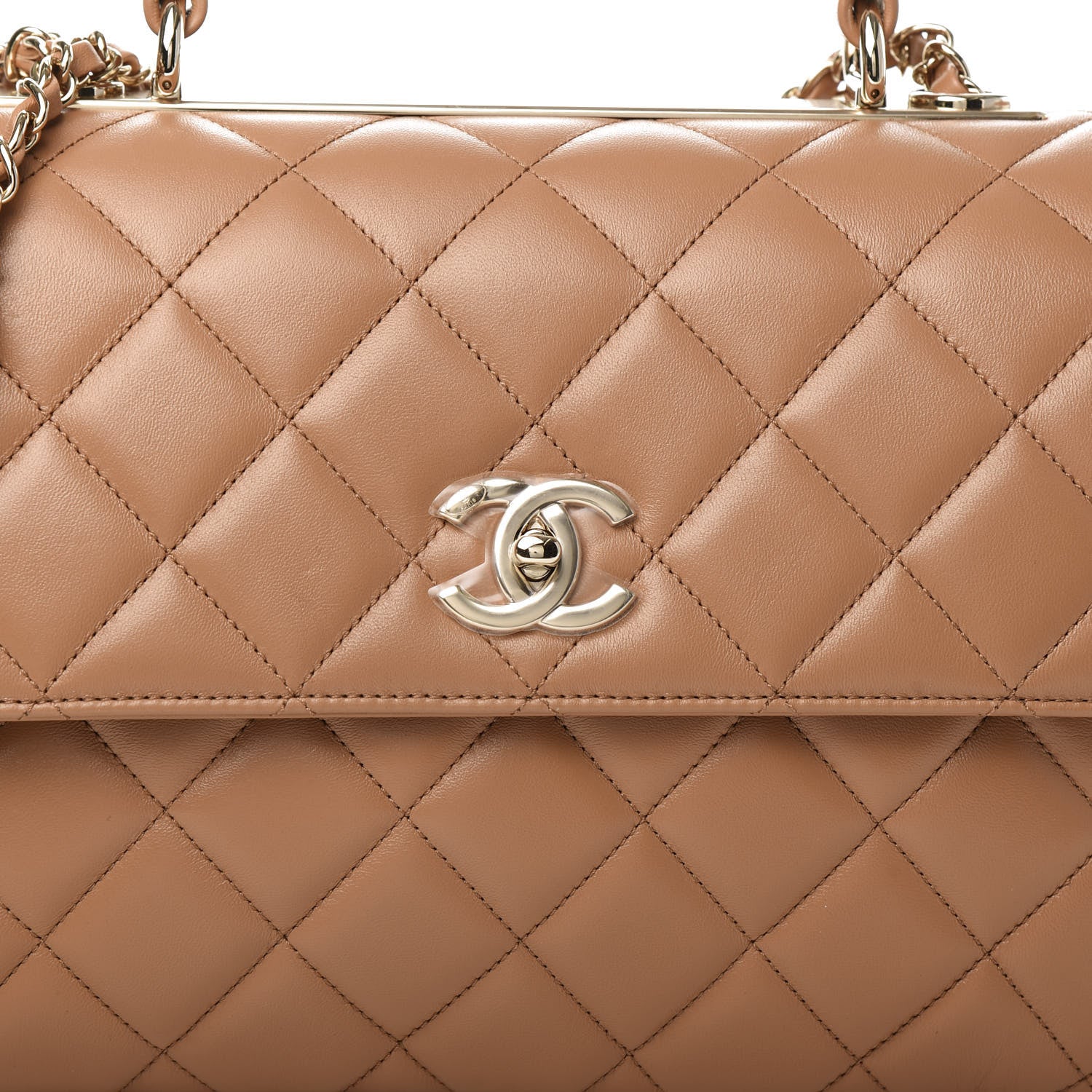 CHANEL　濃キャメル　ショルダーバッグ Chanel Lambskin Quilted Medium Trendy CC Flap Dual Handle Bag