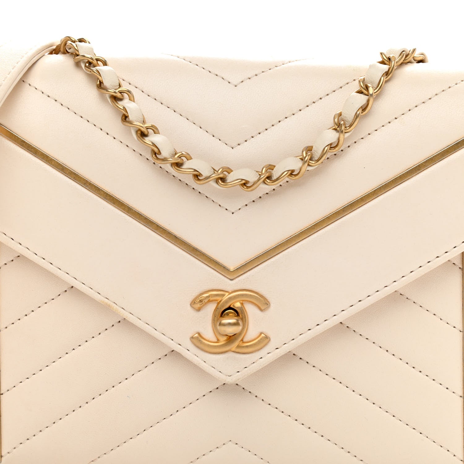 Chanel Lambskin Reversed Chevron Quilted Flap White 9 of 17
