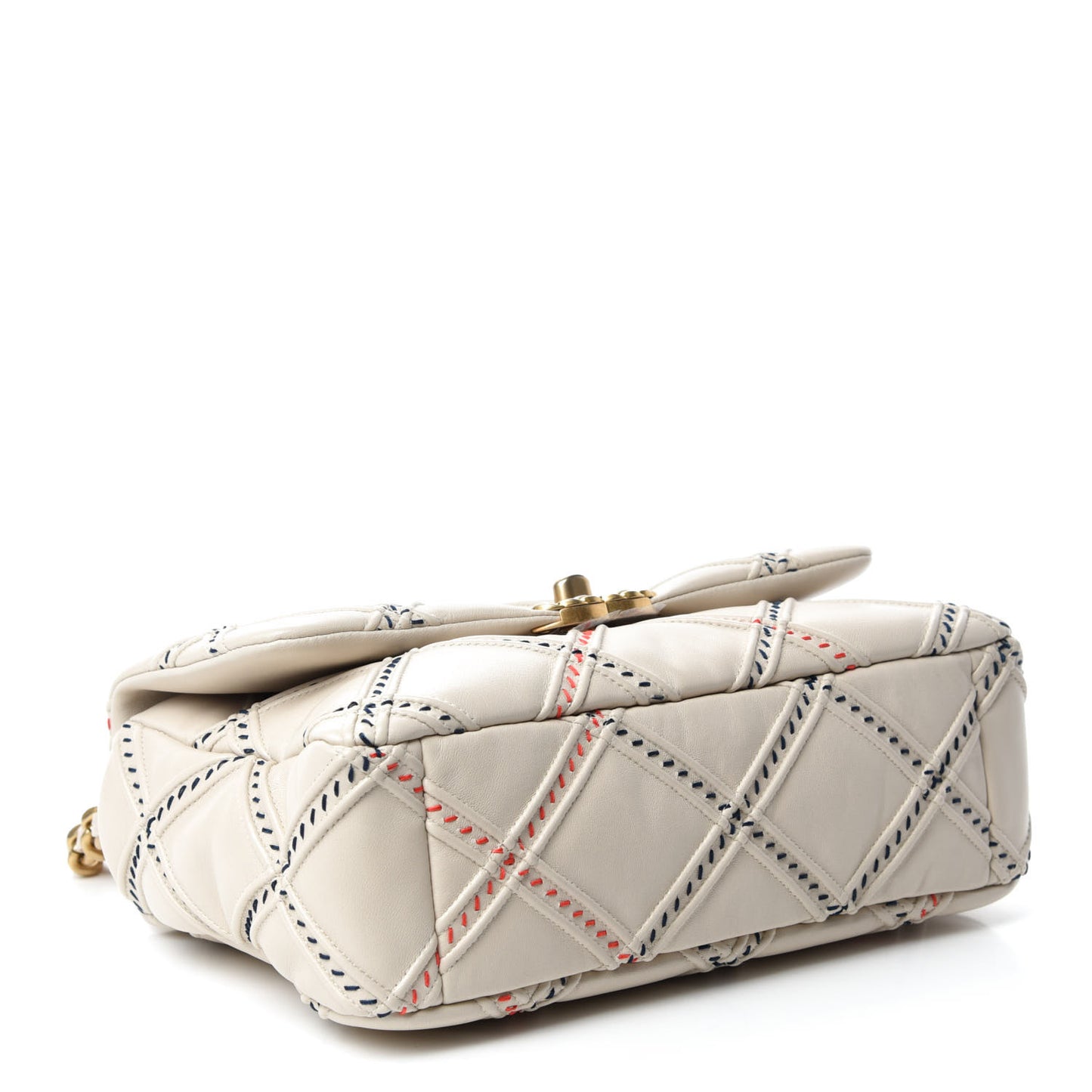 Lambskin Mixed Fibers Quilted Medium 19 Flap Beige