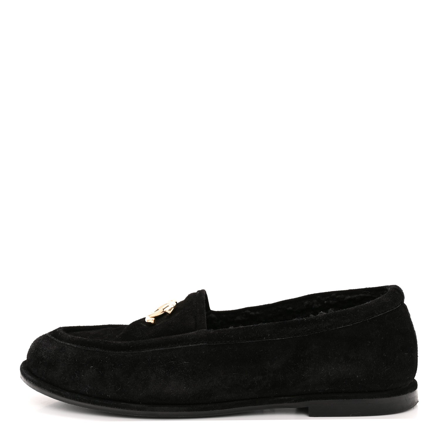 Chanel Suede Calfskin CC Loafers 39.5 Black 1 of 11