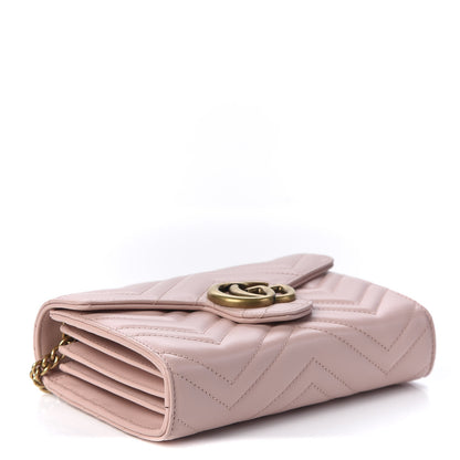 Gucci Calfskin Matelasse GG Marmont Chain Wallet Perfect Pink 3 of 10