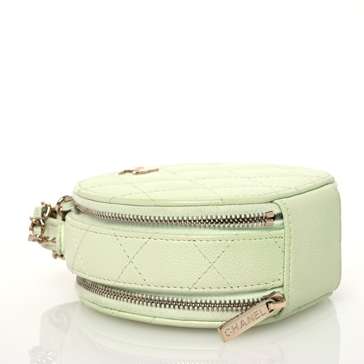 Chanel Caviar Quilted Round Handle With Care Vanity With Chain Light Green 4 of 12