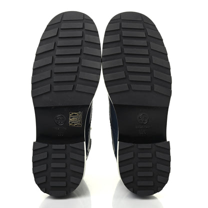 Chanel Calfskin Pearl Combat Short Boots 39 Navy Black 4 of 4