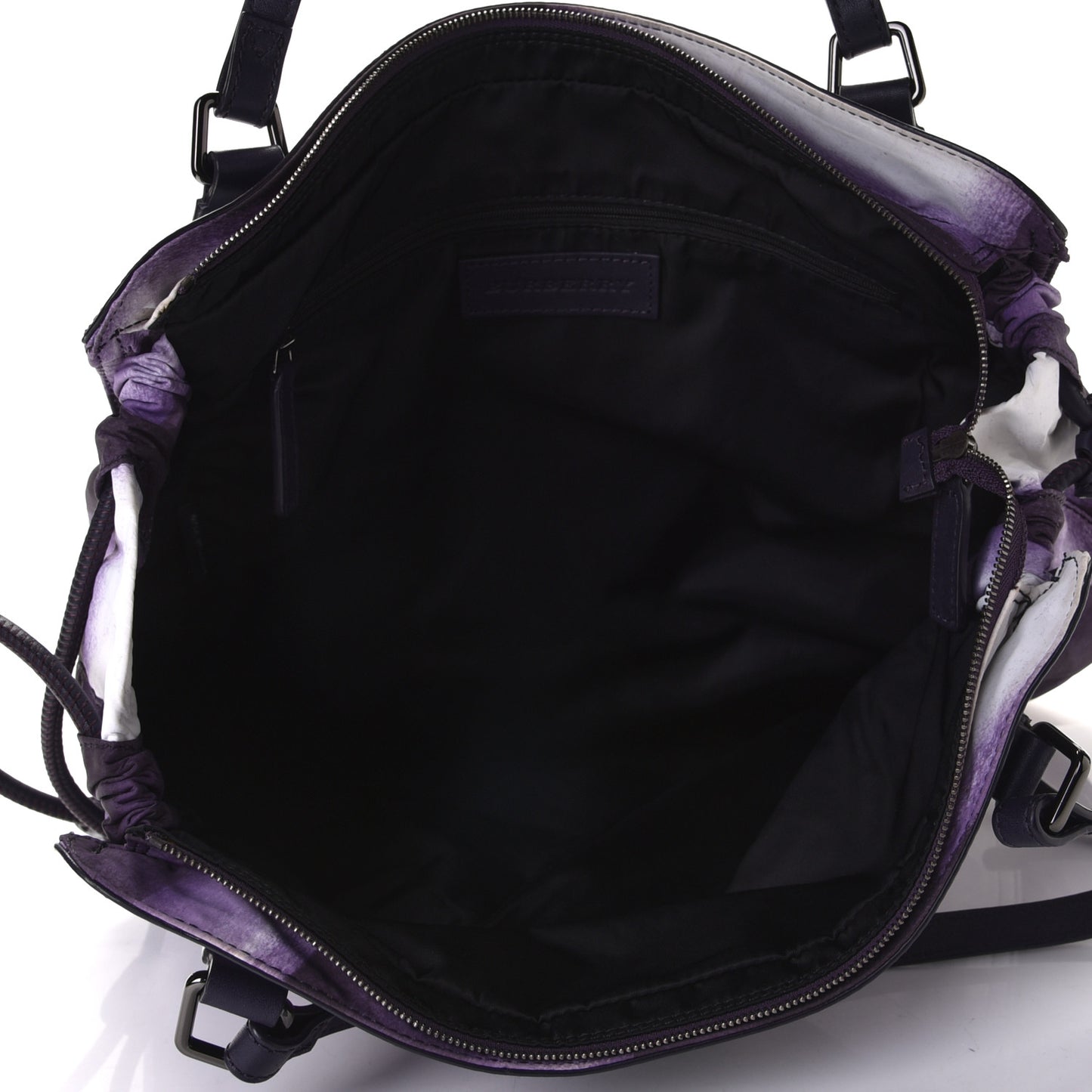 Nylon Check Small Buckleigh Packable Tote Purple White