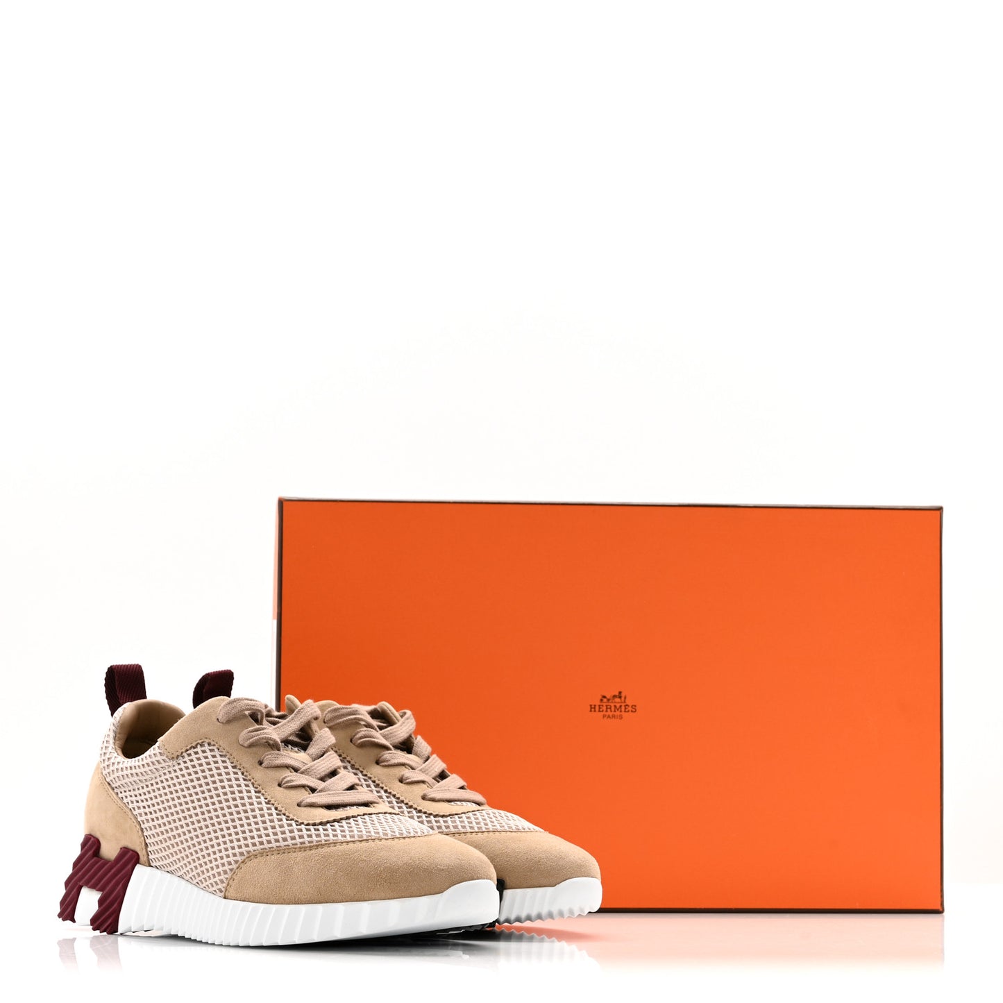 Air Mesh Suede Goatskin Bouncing Sneakers 37.5 Beige Argile