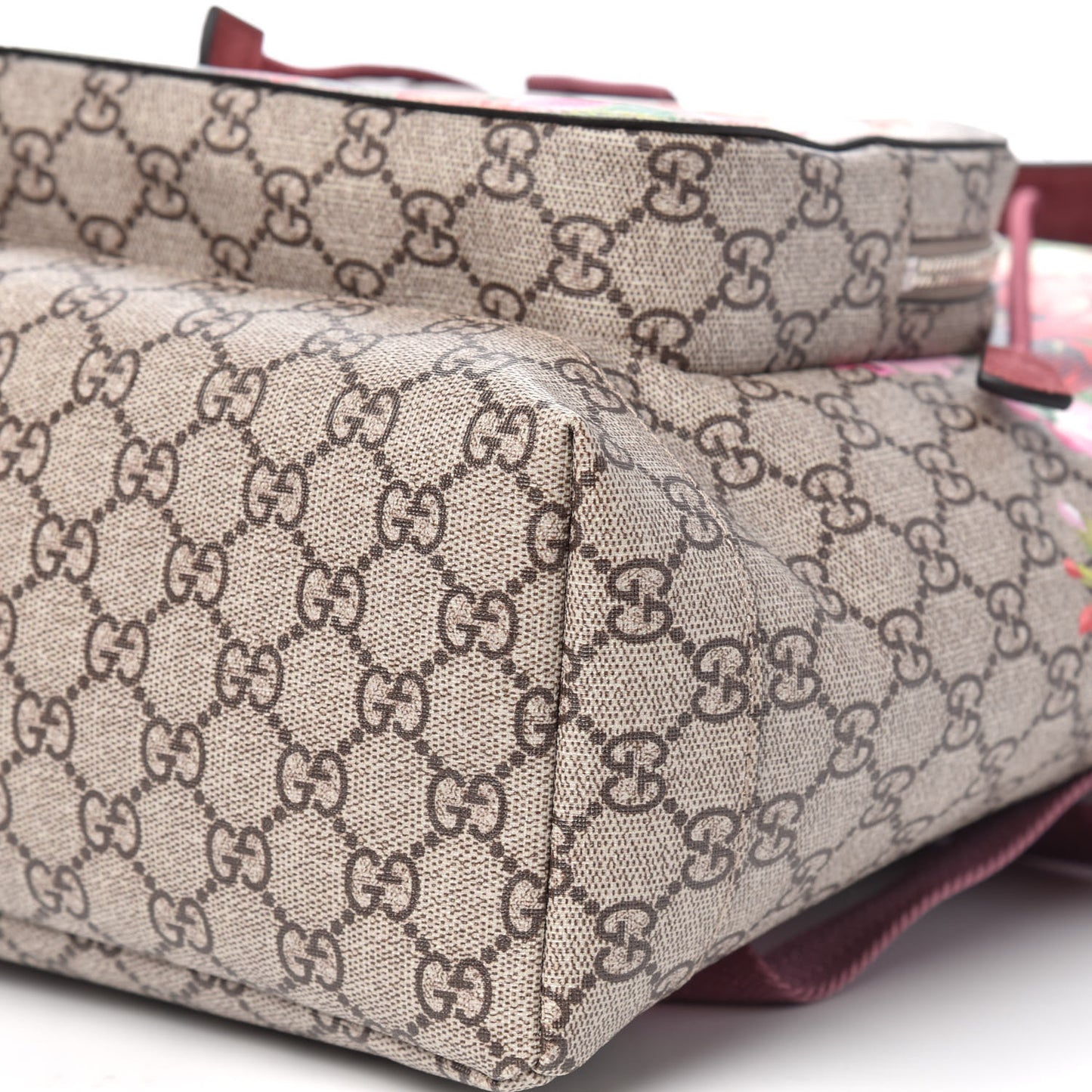 GG Supreme Monogram Blooms Medium Single Buckle Backpack Beige Multicolor Dry Rose